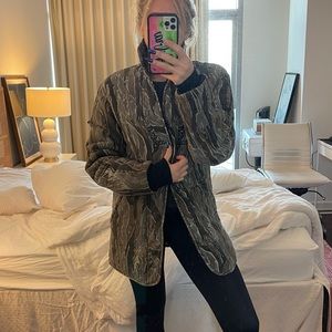 Vintage ✨ Olive / Grey Abstract Camo Coat